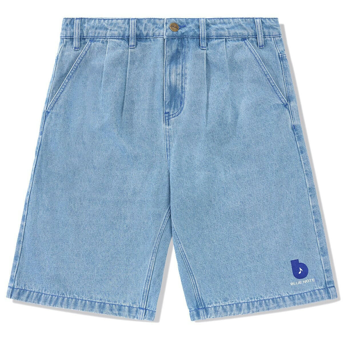 Butter Goods - Blue Note Pleated Denim Shorts Washed Indigo.