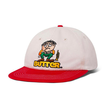 Butter Goods - Blues 6 Panel Cap Natural/Cherry.