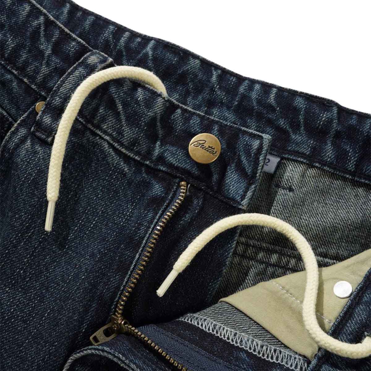 Butter Goods Carpenter Denim Shorts Slub Dark Indigo Front Detail