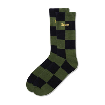Butter Goods - Checkered Socks Black/Sage.