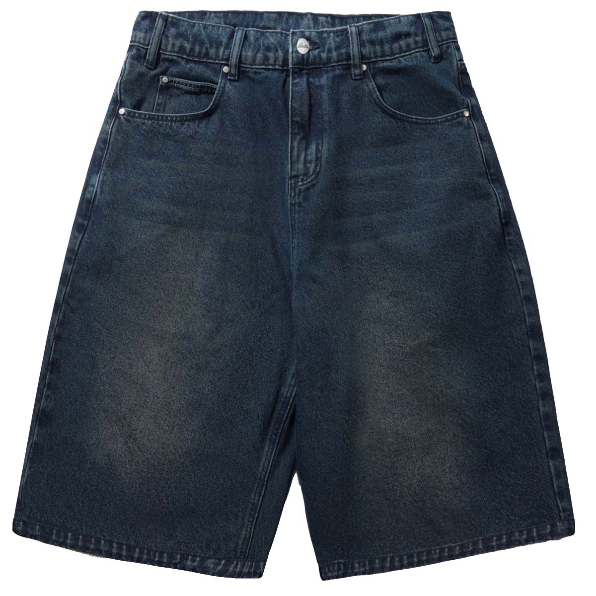 Butter Goods Distressed Big Denim Shorts Washed Dark Blue Front