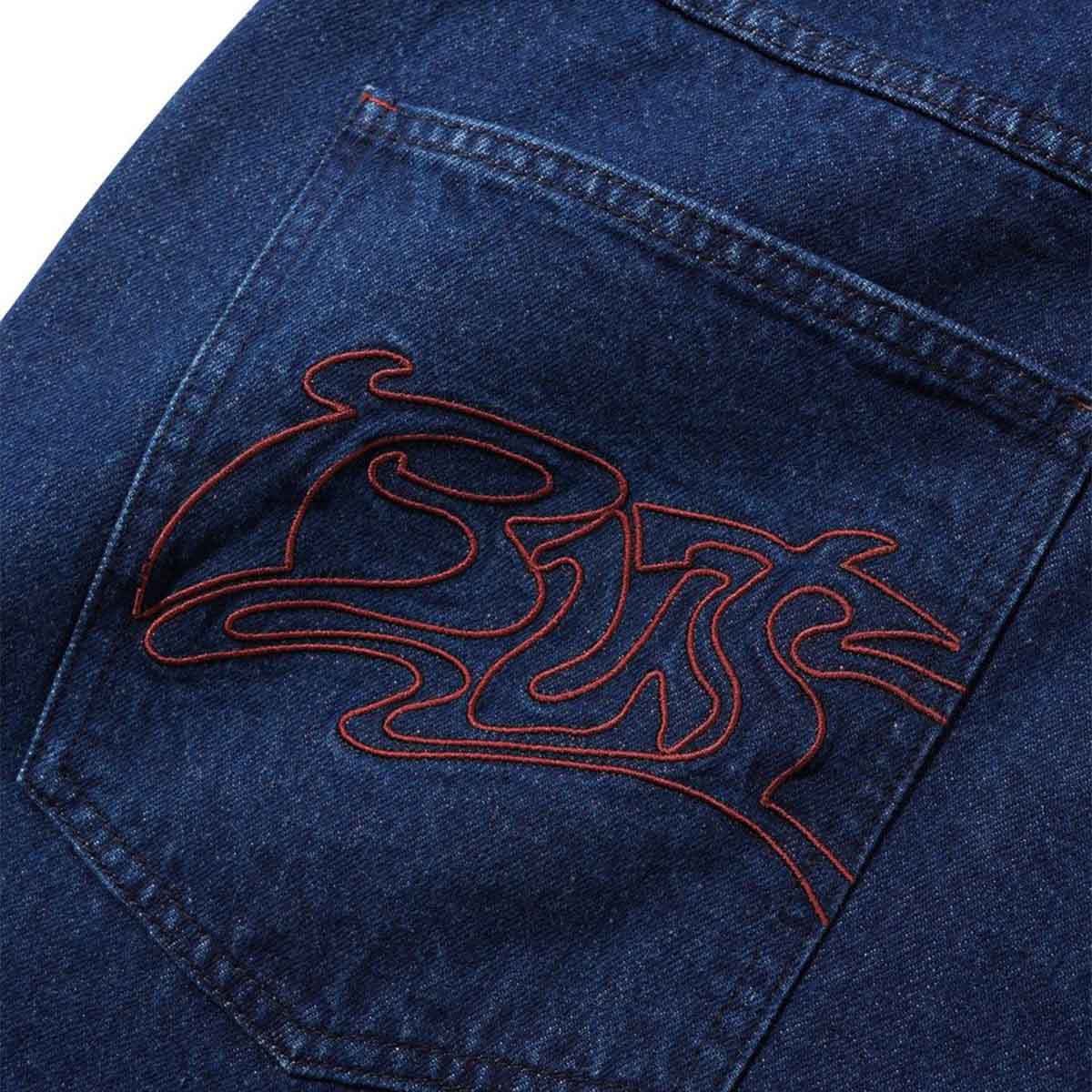 Butter Goods Drummer Baggy Denim Jeans Raw Dark Indigo Pocket Detail
