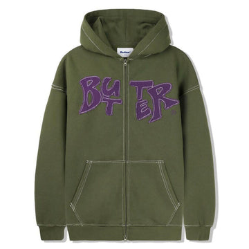 Butter Goods - Fabric Applique Zip Hoodie Army.