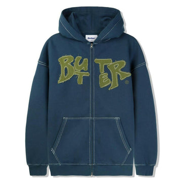 Butter Goods - Fabric Applique Zip Hoodie Navy.