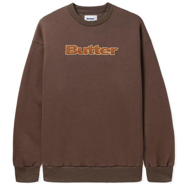Butter Goods - Felt Logo Applique Crew Chocolate.