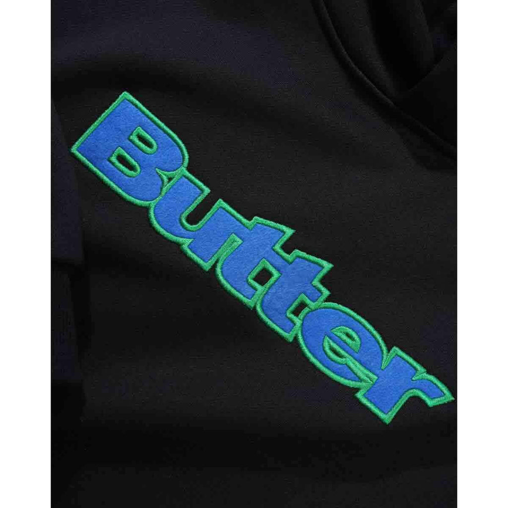 Butter Goods Felt Logo Applique Hoodie Black OCD Skate Shop