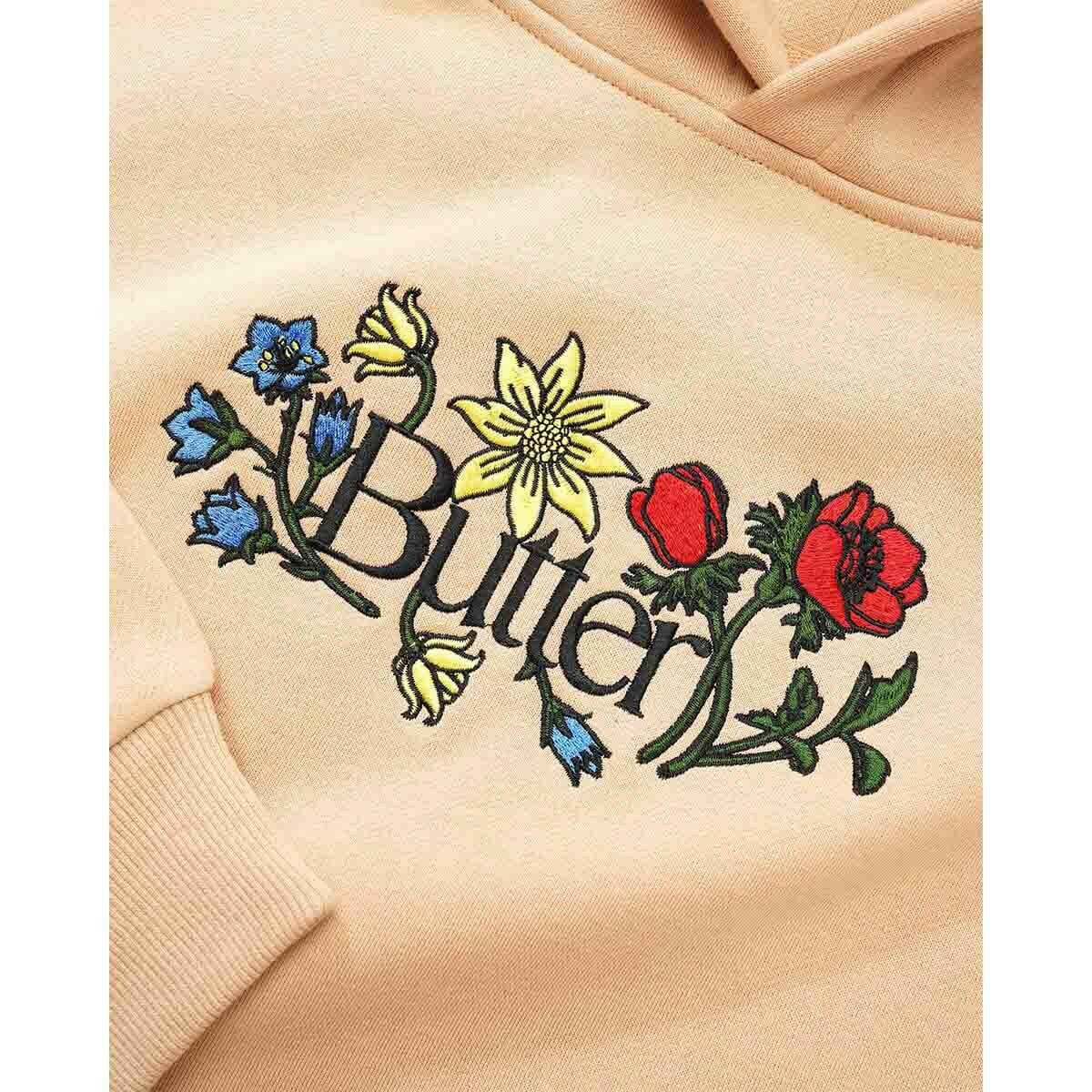 Butter Goods - Floral Embroidered Hoodie Tan.