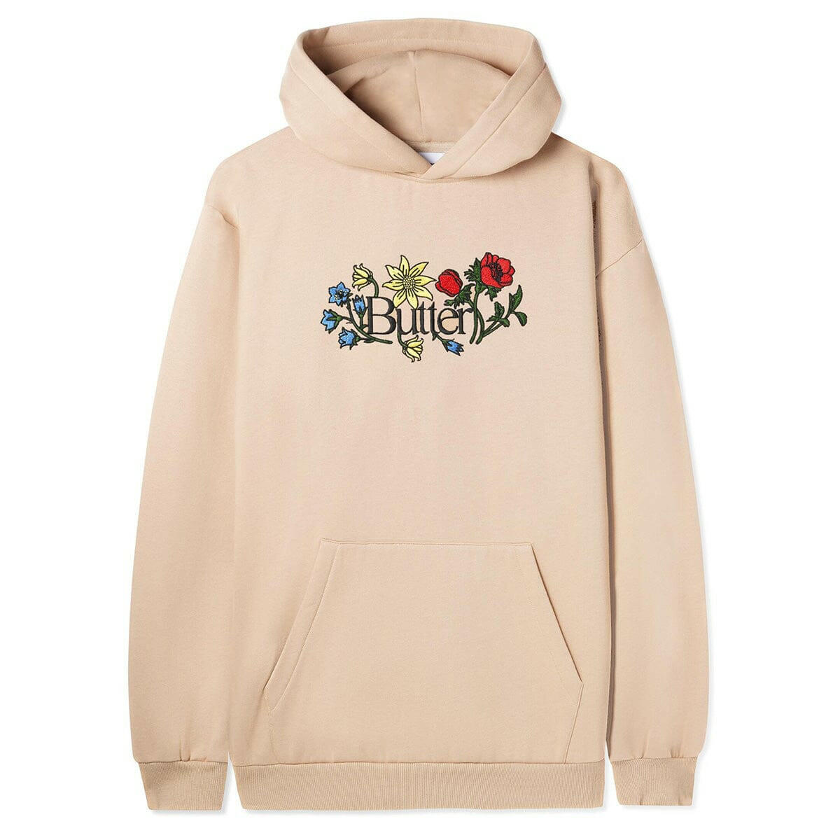 Butter Goods - Floral Embroidered Hoodie Tan.