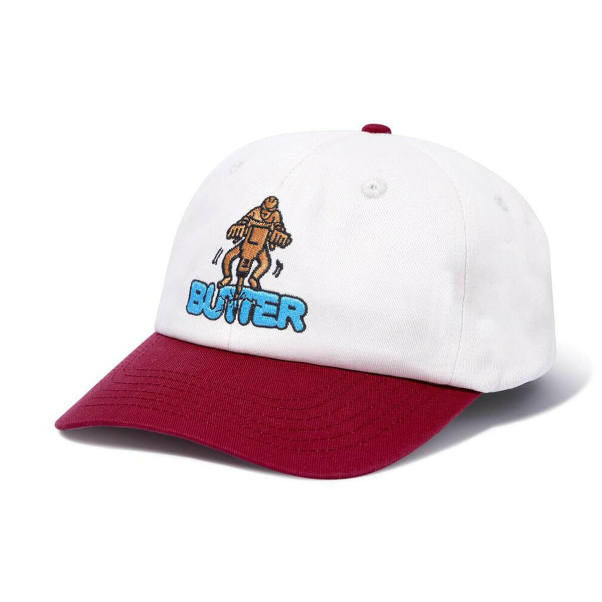 Butter Goods - Jack Hammer 6 Panel Cap Natural/Maroon.