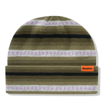 Butter Goods - Linear Cuff Beanie Army/Purple.