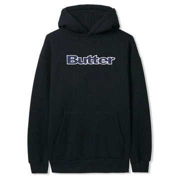 Butter Goods - Logo Denim Applique Hoodie Black.