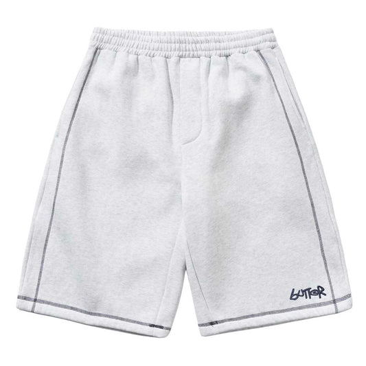 Butter Goods Overlock Stitch Fleece Shorts Ash Front