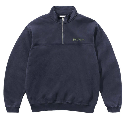 Butter Goods Panel 1/4 Zip Sweater Washed Navy