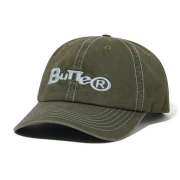 Butter Goods Registered 6 Panel Cap Washed Army Front.