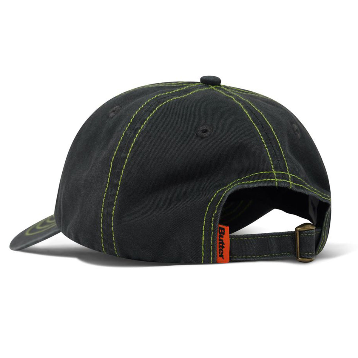 Butter Goods Registered 6 Panel Cap Washed Black Back.