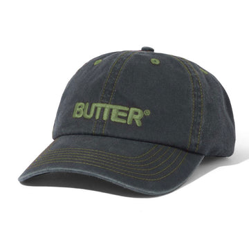 Butter Goods - Rounded Logo 6 Panel Cap Washed Black/Army.