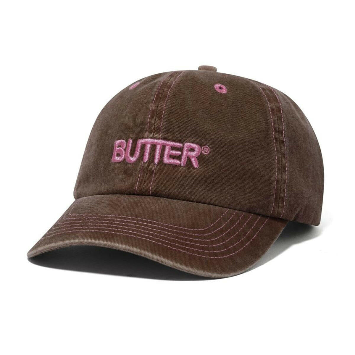 Butter Goods - Rounded Logo 6 Panel Cap Washed Brown.