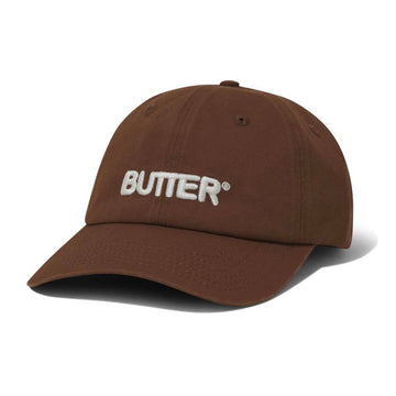 Butter Goods Rounded Logo 6 Panel Cap Washed Brown Front