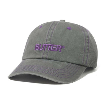 Butter Goods - Rounded Logo 6 Panel Cap Washed Grey.