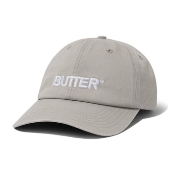 Butter Goods Rounded Logo 6 Panel Cap Washed Light Grey Front
