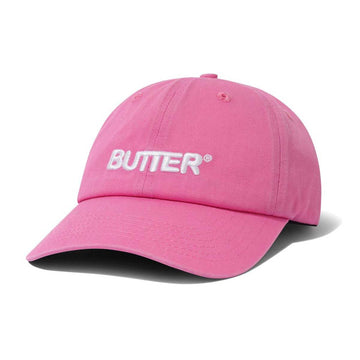 Butter Goods Rounded Logo 6 Panel Cap Washed Pink Front