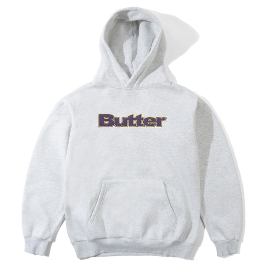 Butter Goods Satin Applique Pullover Hood Ash - front