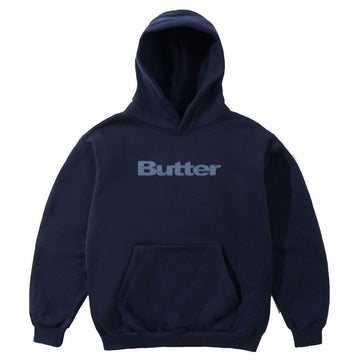 Butter Goods - Satin Logo Applique Hoodie Navy.