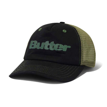 Butter Goods Stencil Trucker Cap Black Front