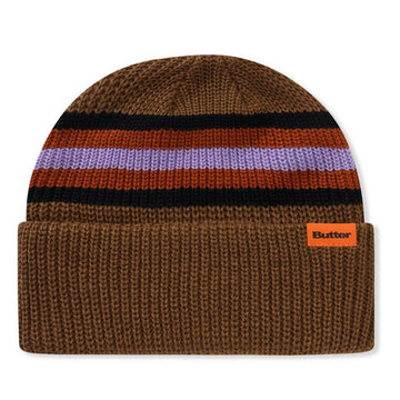 Butter Goods - Stripe Cuff Beanie Brown.