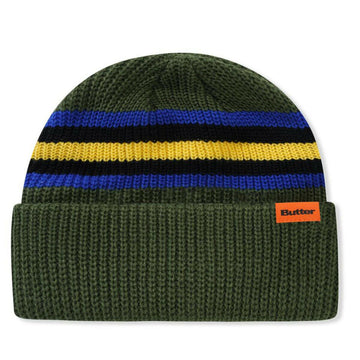 Butter Goods - Stripe Cuff Beanie Green.