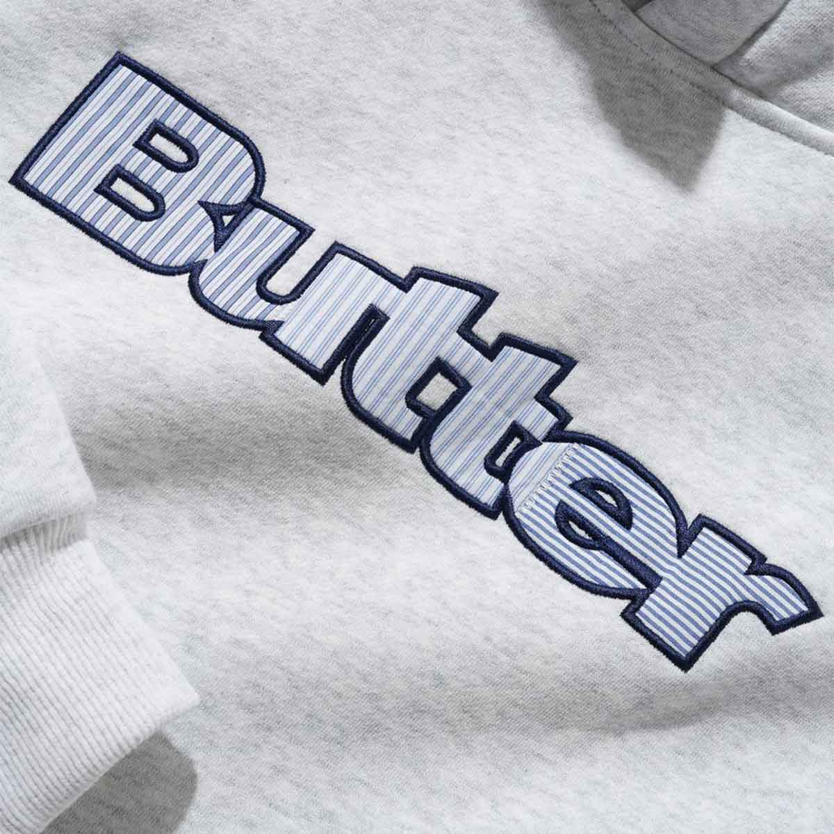 Butter Goods Stripe Logo Applique Hoodie Ash Detail