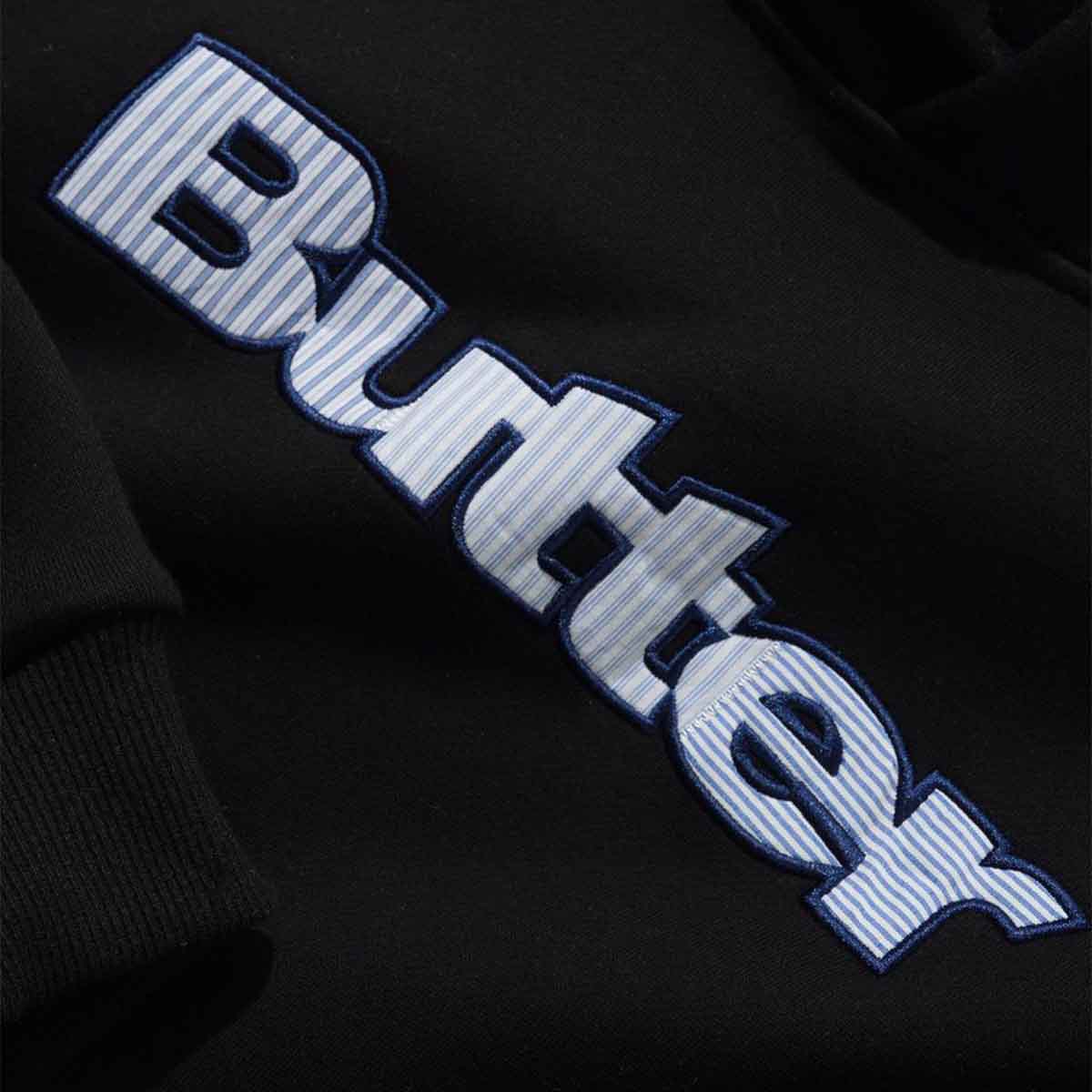 Butter Goods Stripe Logo Applique Hoodie Black Detail