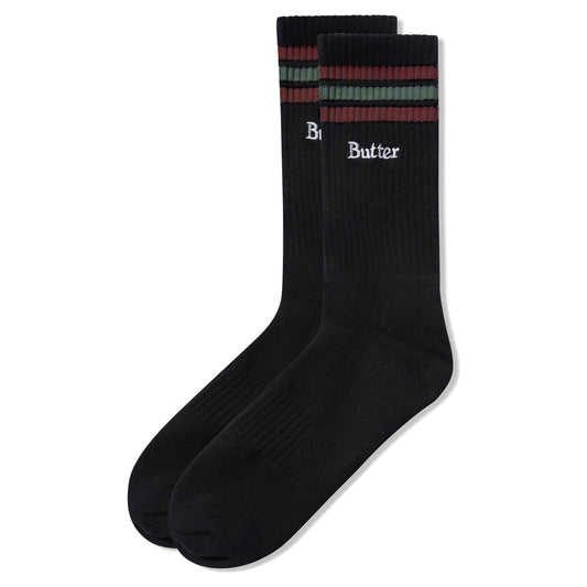 Butter Goods Stripe Socks Black - front