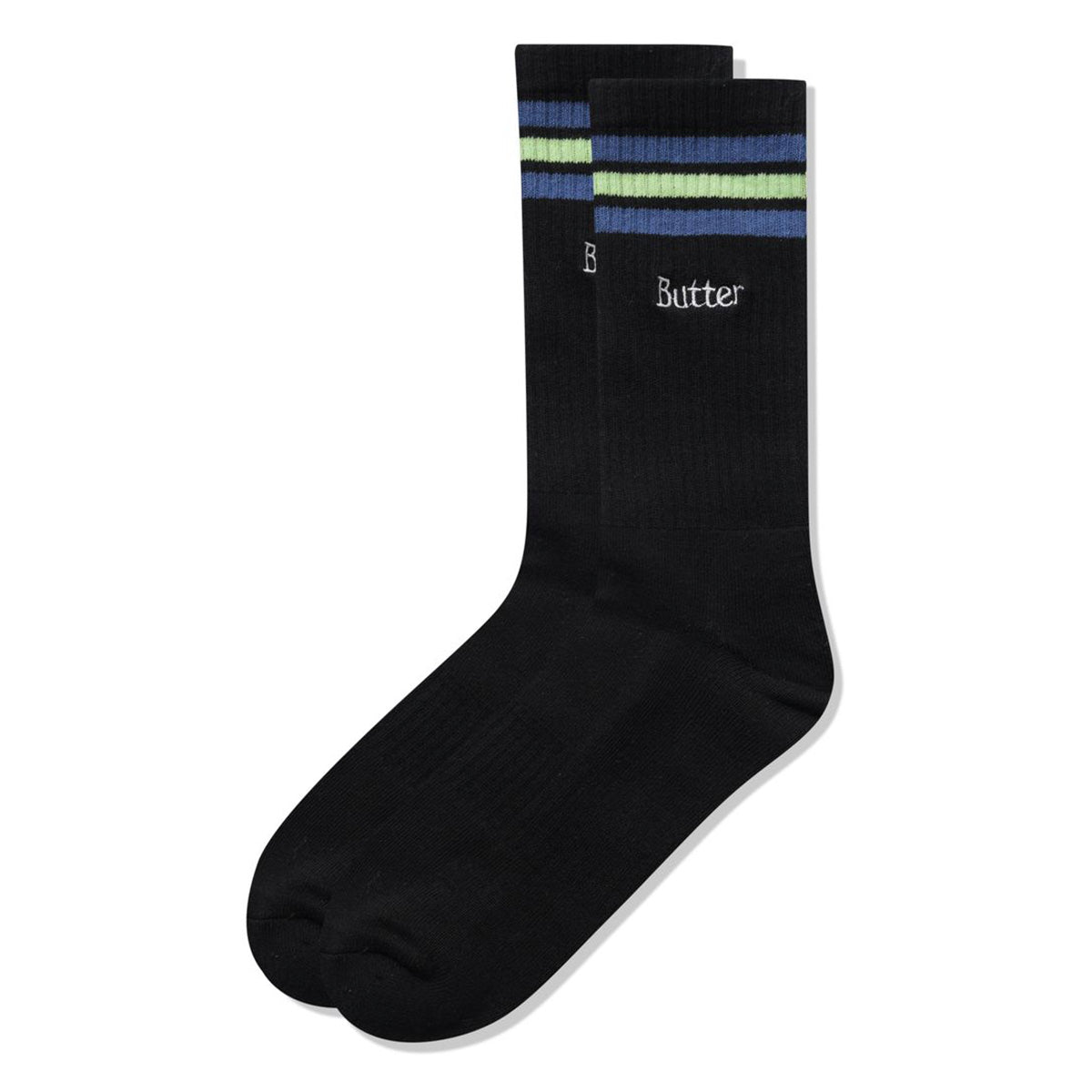 Butter Goods - Stripe Socks Black/Blue/Lime.