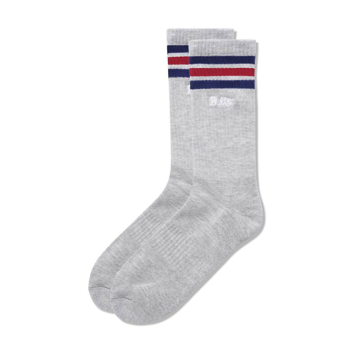 Butter Goods - Stripe Socks Grey/Navy/Red.