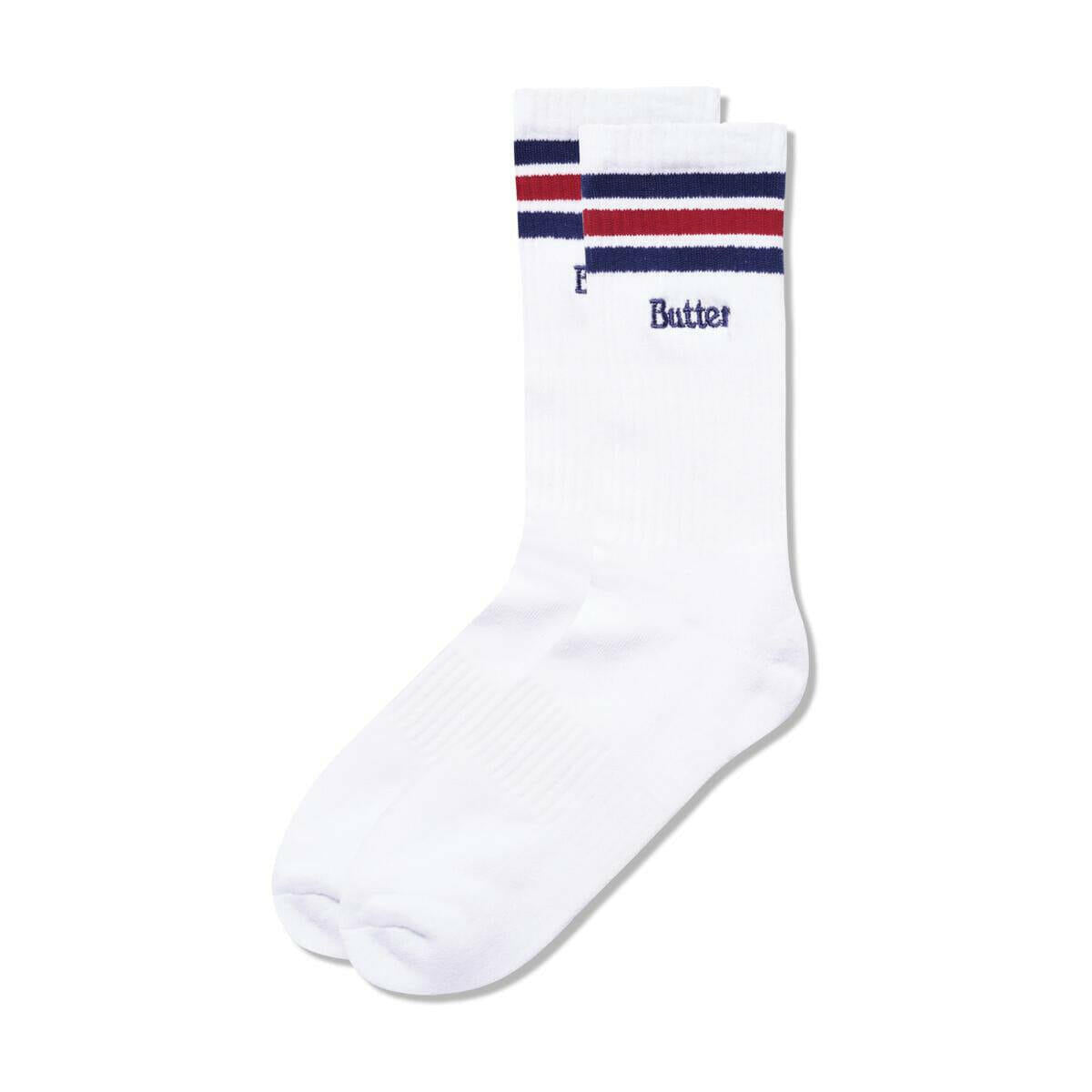 Butter Goods - Stripe Socks White/Blue/Red.