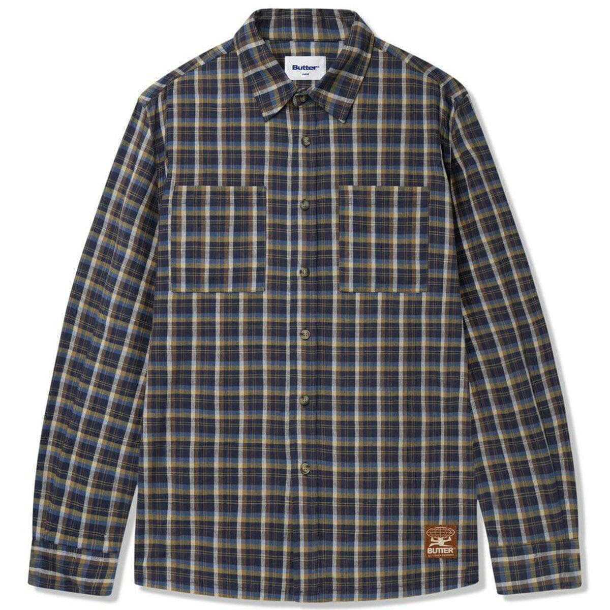 Butter Goods - Terrain Plaid L/S Shirt Navy.
