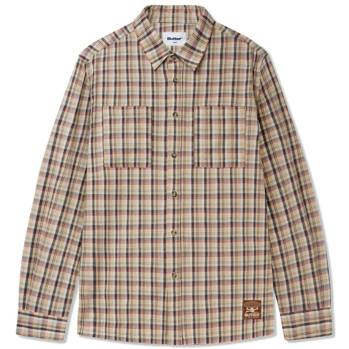 Butter Goods - Terrain Plaid L/S Shirt Sand.