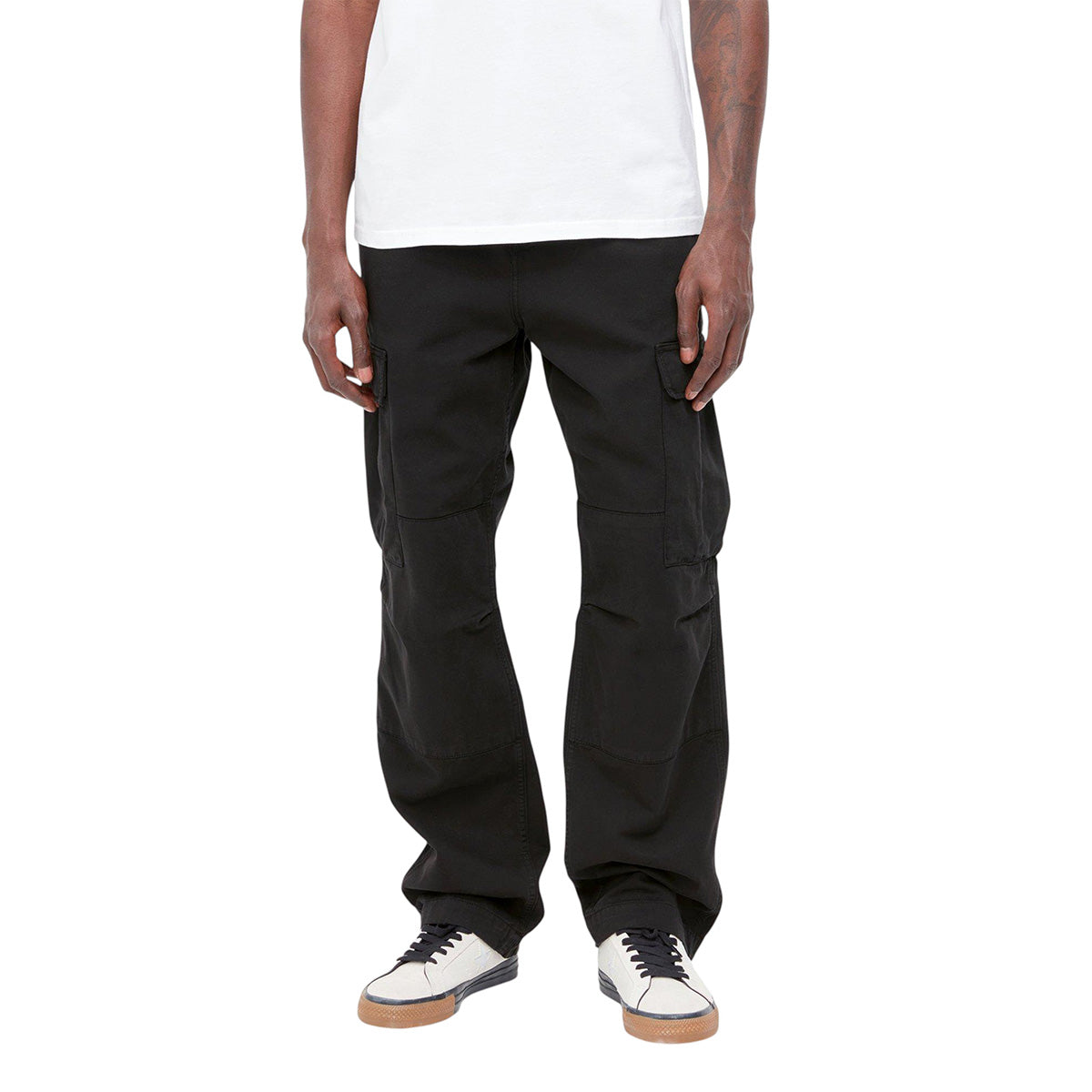 Carhartt WIP Regular Cargo Pant Black Garment Dyed Front Model