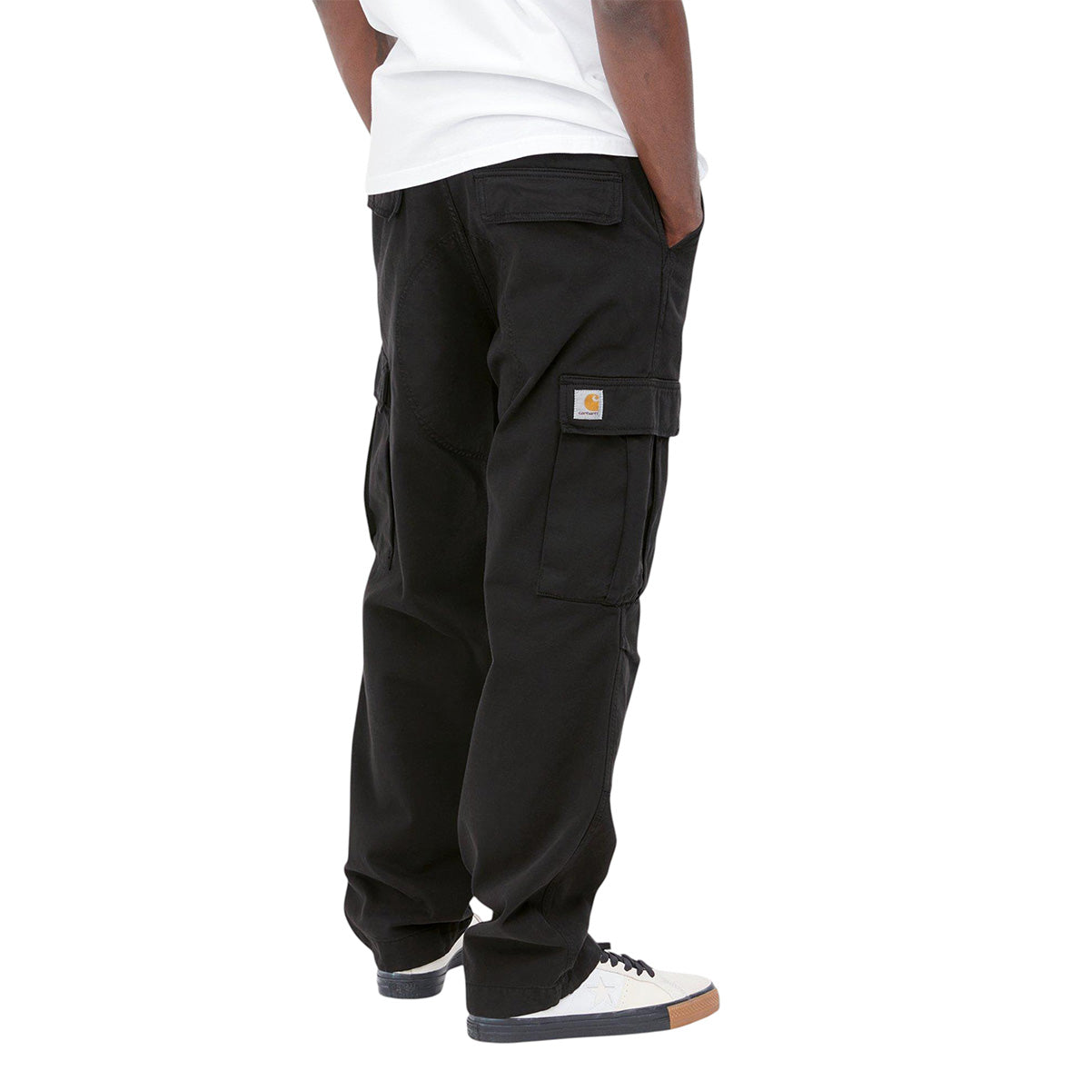 Carhartt WIP Regular Cargo Pant Black Garment Dyed Side Model