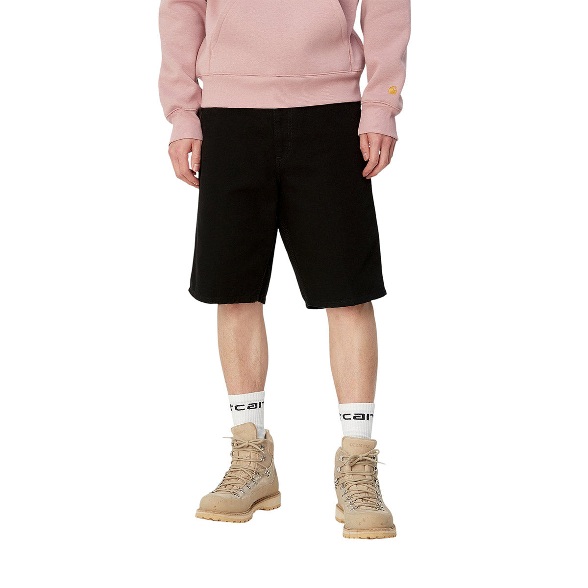Carhartt WIP Single Knee Short Black Rinsed Front Model