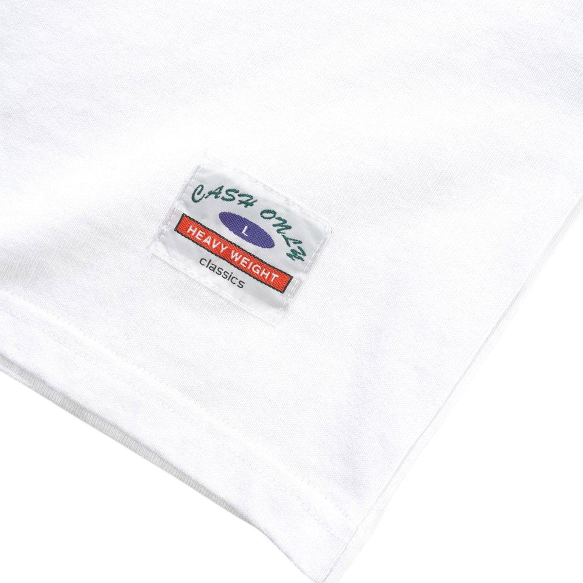 Cash Only Heavy-Weight Tee White Detail 1