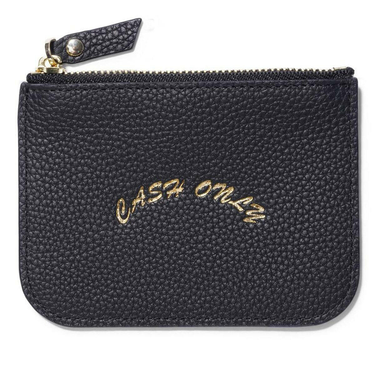 Cash Only - Leather Zip Wallet Black.