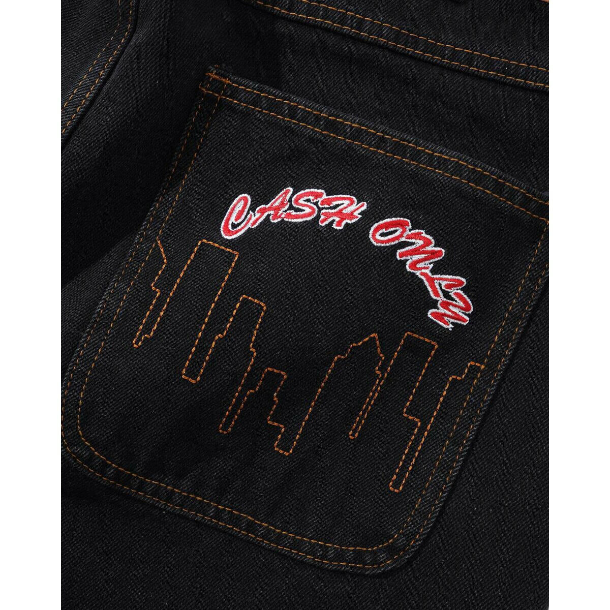 Cash Only - Logo Baggy Denim Jeans Washed Black.