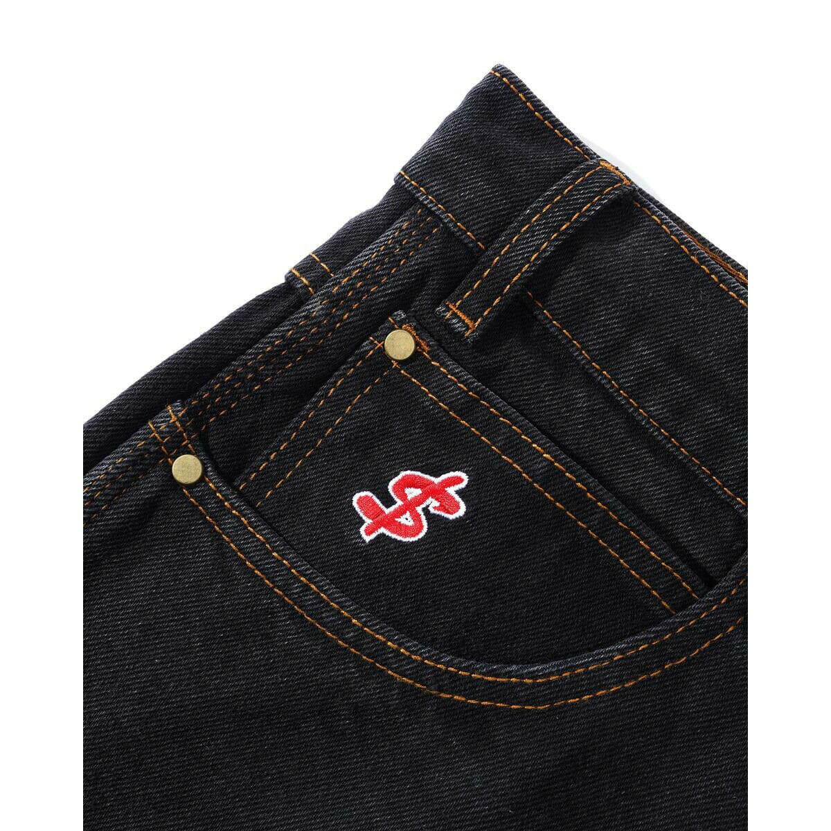 Cash Only Logo Baggy Denim Jeans Washed Black
