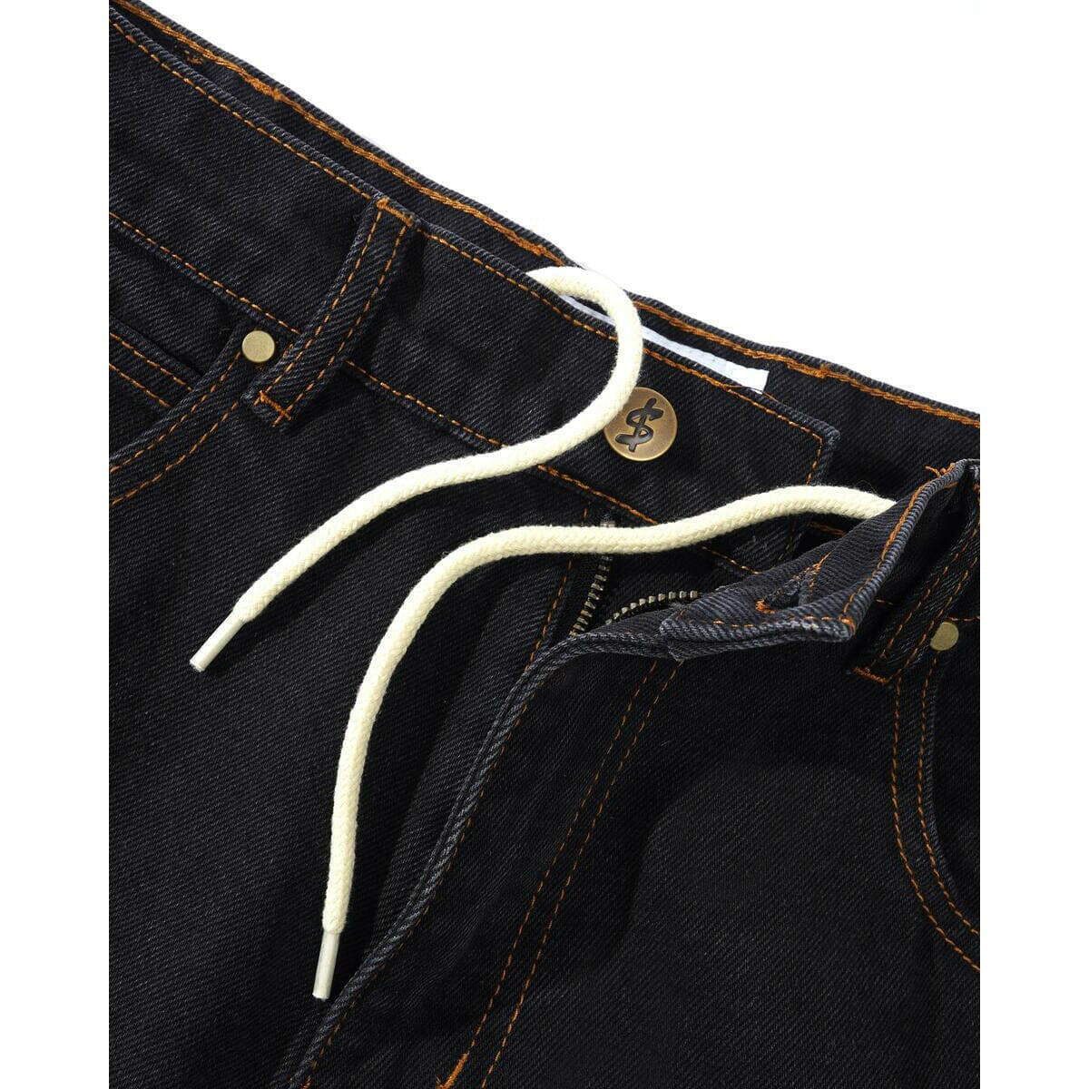 Cash Only Logo Baggy Denim Jeans Washed Black