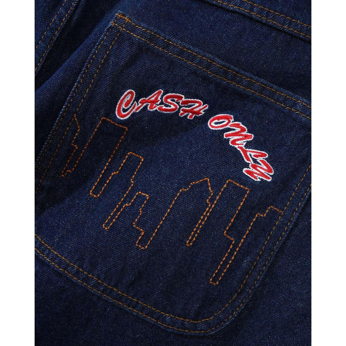 Cash Only - Logo Baggy Denim Jeans Raw Indigo.