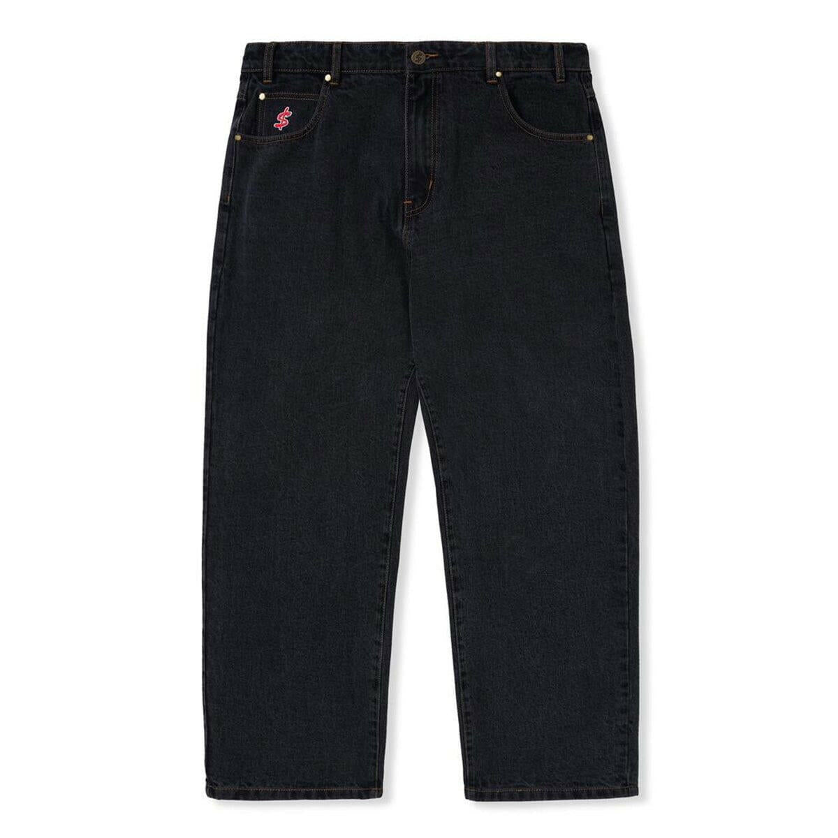 Cash Only Logo Baggy Denim Jeans Washed Black