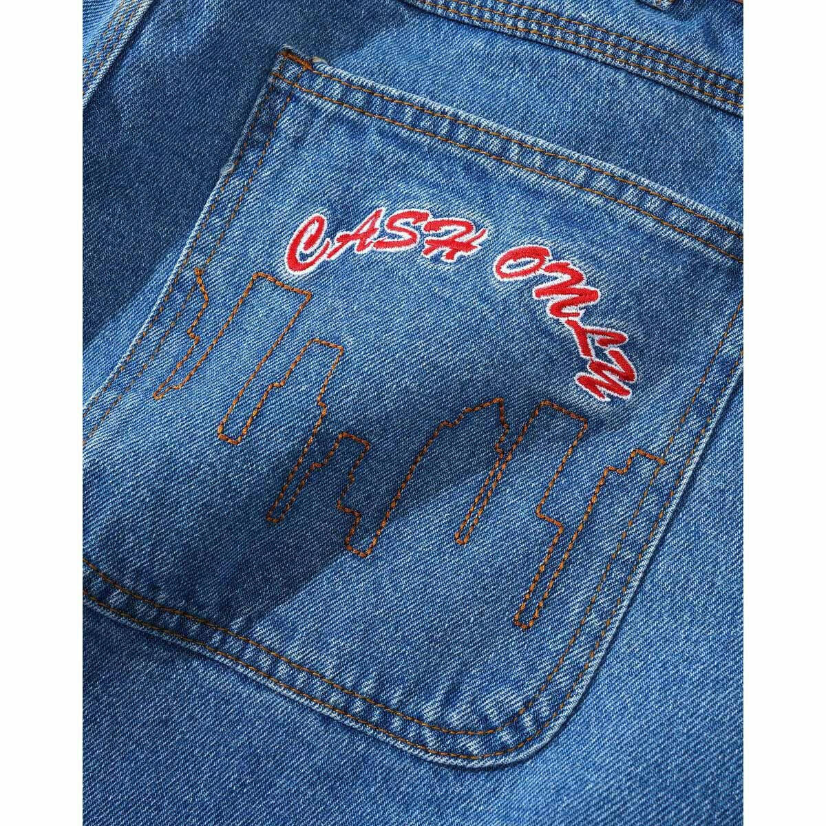 Cash Only - Logo Baggy Denim Jeans Washed Indigo.
