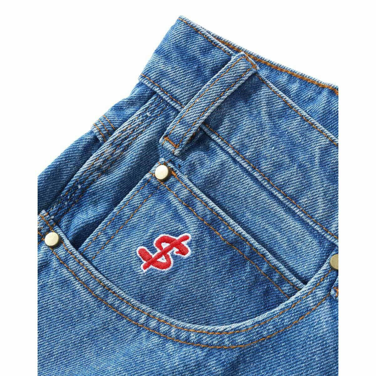 Cash Only - Logo Baggy Denim Jeans Washed Indigo.